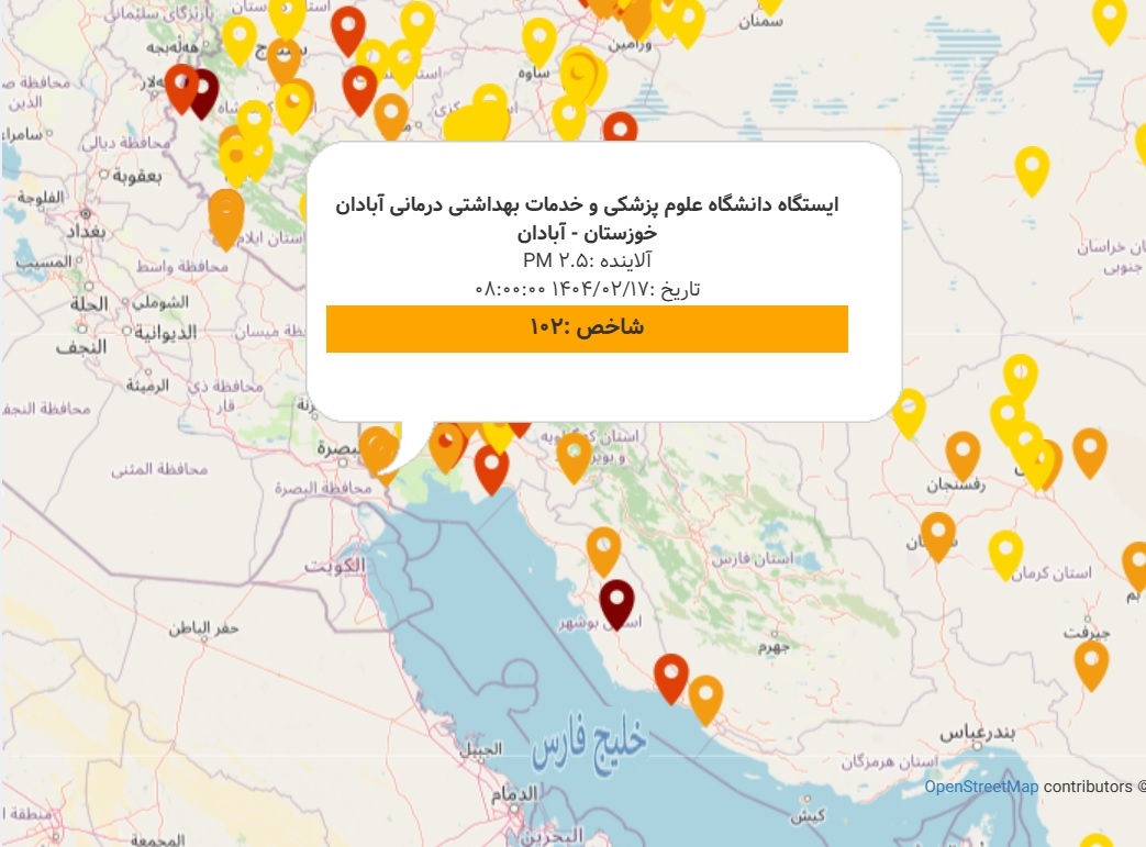 آبادان و خرمشهر ناسالم برای گروه های حساس
